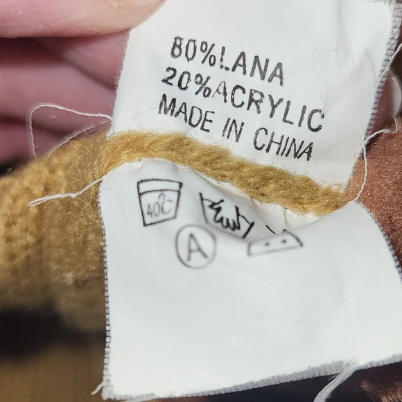 Angque Vintage Zip Sweater Jacket Rust Gold Brown‎ Braiding Fall Mockneck Hippie - Picture 5 of 7